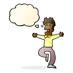 cartoon terrified man with thought bubble