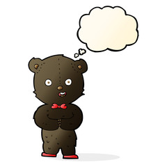 cartoon teddy black bear with thought bubble