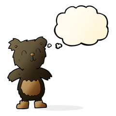 cartoon teddy black bear with thought bubble