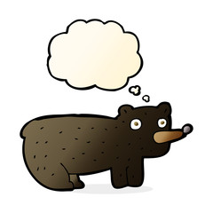 funny cartoon black bear with thought bubble
