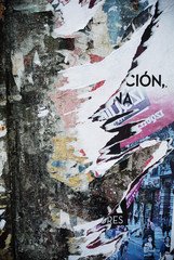 Fototapeta premium Random background collage paper typography texture on wall