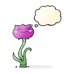 cartoon flower with thought bubble
