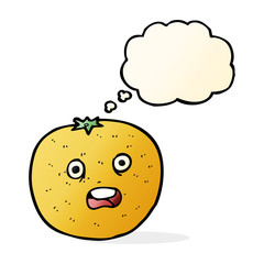 cartoon orange with thought bubble
