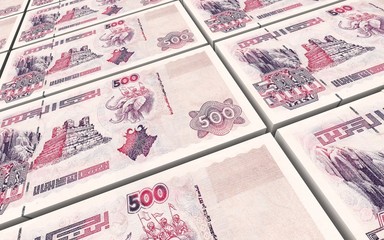 Algerian dinar bills stacks background. Computer generated 3D photo rendering.