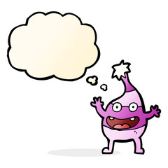 cartoon funny creature with thought bubble