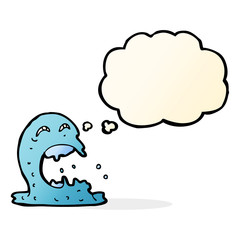 cartoon gross ghost with thought bubble