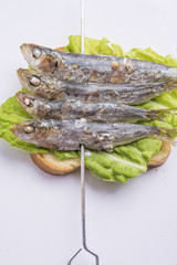 fried sardines on the plate