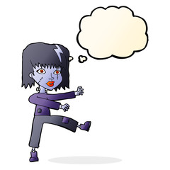 cartoon undead girl with thought bubble