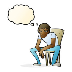 cartoon dejected man with thought bubble