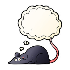 cartoon black rat with thought bubble