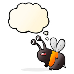 cartoon frightened bee with thought bubble