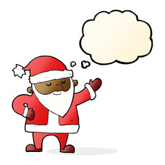 cartoon santa claus with thought bubble