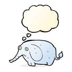 cartoon sad little elephant with thought bubble
