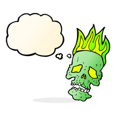 cartoon skull with thought bubble