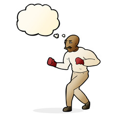 cartoon boxer with thought bubble