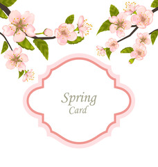 Spring Elegant Card with Blossoming Tree Branches