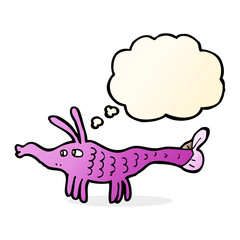 cartoon shrimp with thought bubble