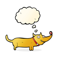 cartoon happy dog with thought bubble