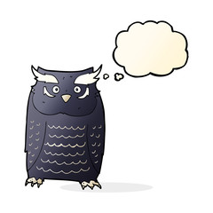 cartoon owl with thought bubble