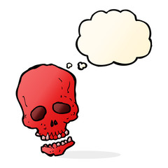 cartoon skull with thought bubble