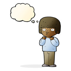 cartoon surprised man with thought bubble