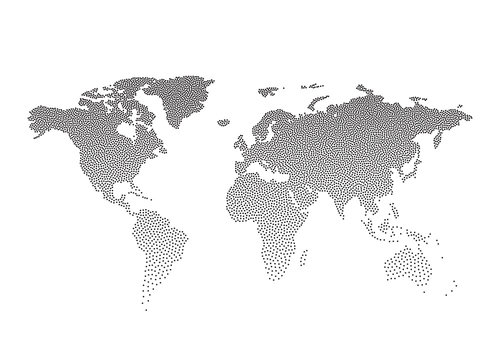 Black Dotted world map. Vector illustration