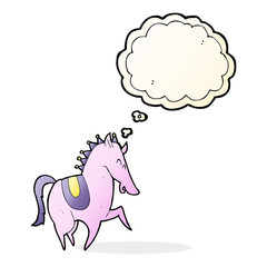 cartoon prancing horse with thought bubble