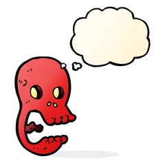funny cartoon skull with thought bubble