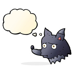 cartoon unhappy dog with thought bubble