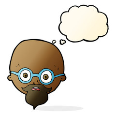 cartoon shocked man with beard with thought bubble