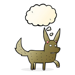 cartoon wild dog with thought bubble