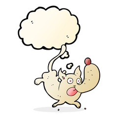 cartoon funny dog with thought bubble