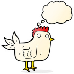 cartoon hen with thought bubble