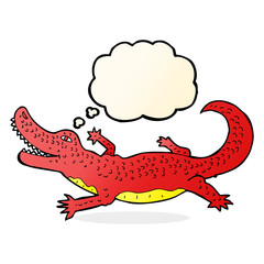 cartoon crocodile with thought bubble