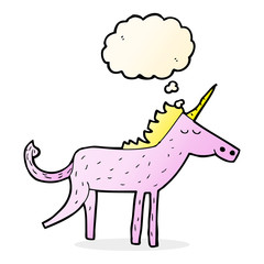 cartoon unicorn with thought bubble