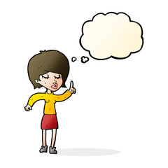 cartoon woman with idea with thought bubble