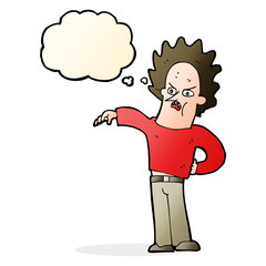 cartoon nasty boy with thought bubble