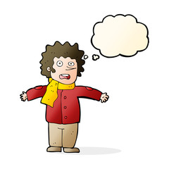 cartoon surprised man with thought bubble