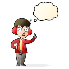 cartoon air force woman with thought bubble