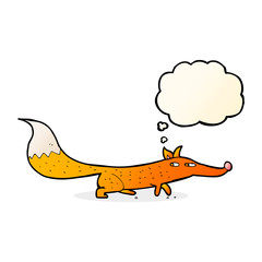 cartoon little fox with thought bubble