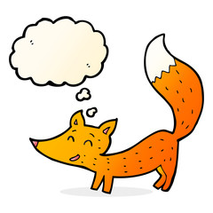 cartoon little fox with thought bubble