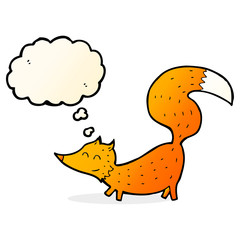 cartoon little fox with thought bubble