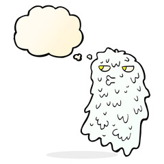 cartoon gross ghost with thought bubble