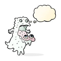 cartoon gross ghost with thought bubble