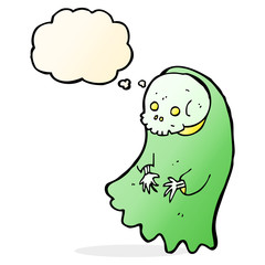 cartoon spooky ghoul with thought bubble