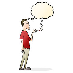 cartoon annoyed smoker with thought bubble