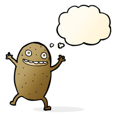 cartoon happy potato with thought bubble
