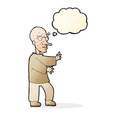 cartoon mean looking man with thought bubble