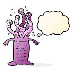 cartoon monster with thought bubble
