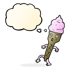 cartoon ice cream with thought bubble